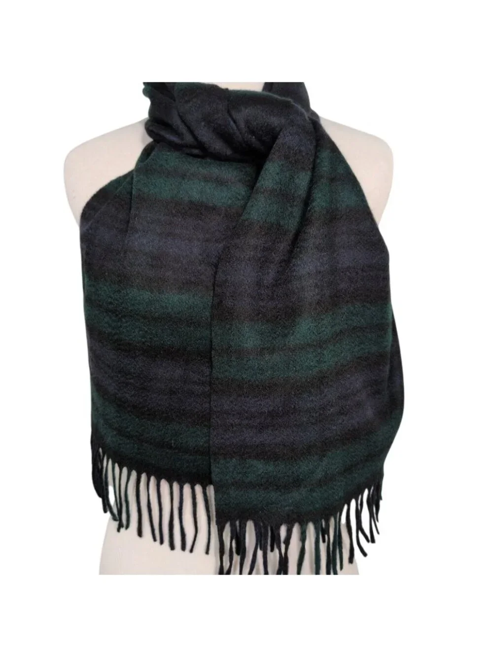 Brackendale Cashmere Black Watch Plaid Scarf Adult Fringe Rectangle Preppy